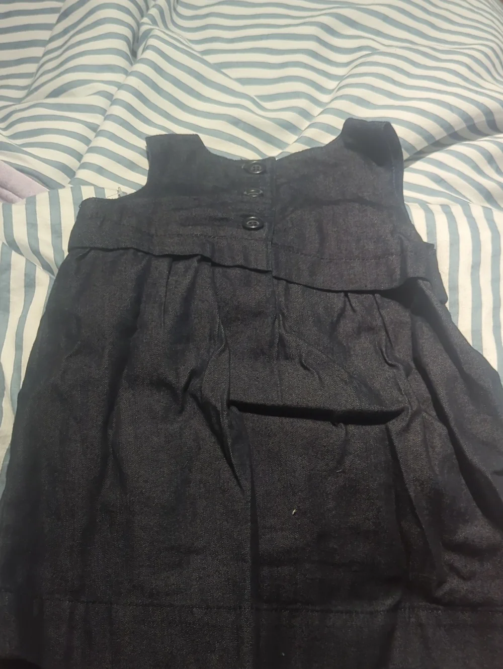 Black Denim Sleeveless Bow-Accent Dress (12-18mo)